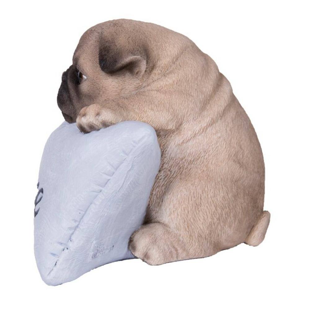 None Pug with Welcome Sign Garden Statue