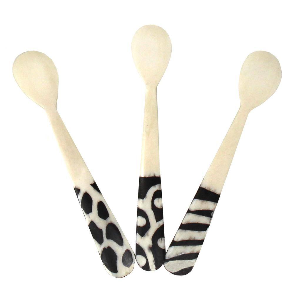 None Handmade Natural Bone Bar Set of 3 Spoons
