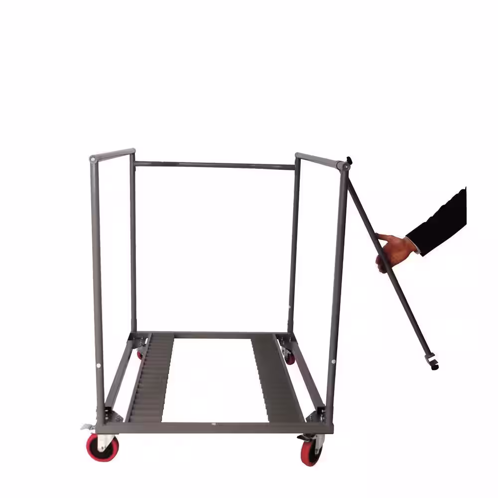 Cosco Commercial Heavy Duty 4-Wheeled Powder Coated Steel Round Table Trolley with locking wheels in Gray