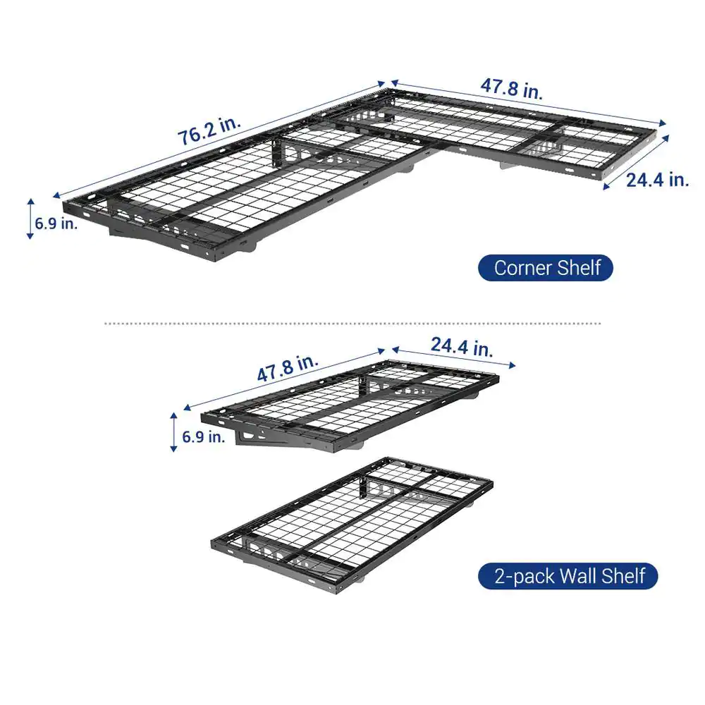 FLEXIMOUNTS 24.4 in. x 47.8 in. Heavy Duty Steel Garage Wall Shelf
