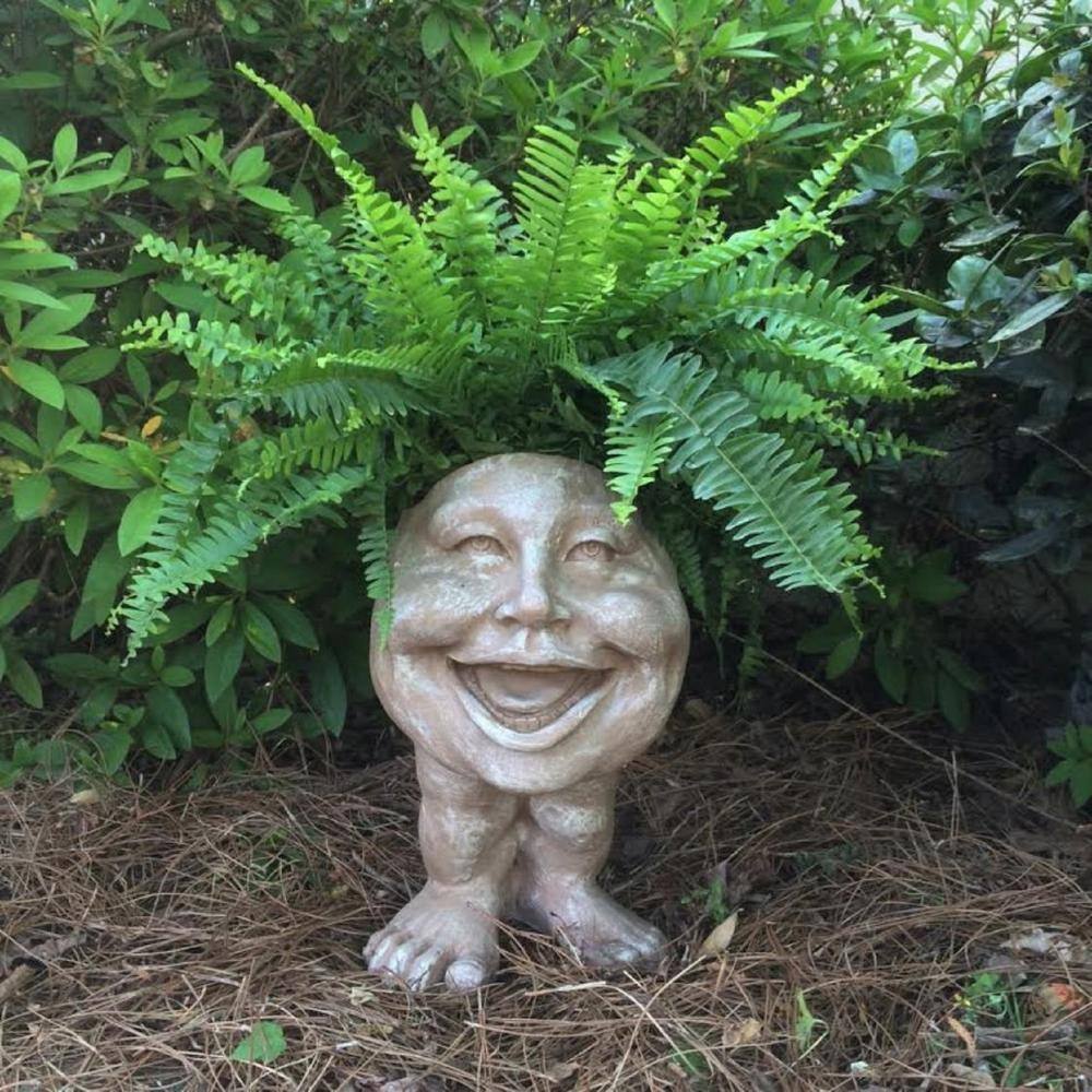 HOMESTYLES 16 in. Stone Wash Aunt Minnie the Muggly Statue Face Planter Holds 7 in. Pot
