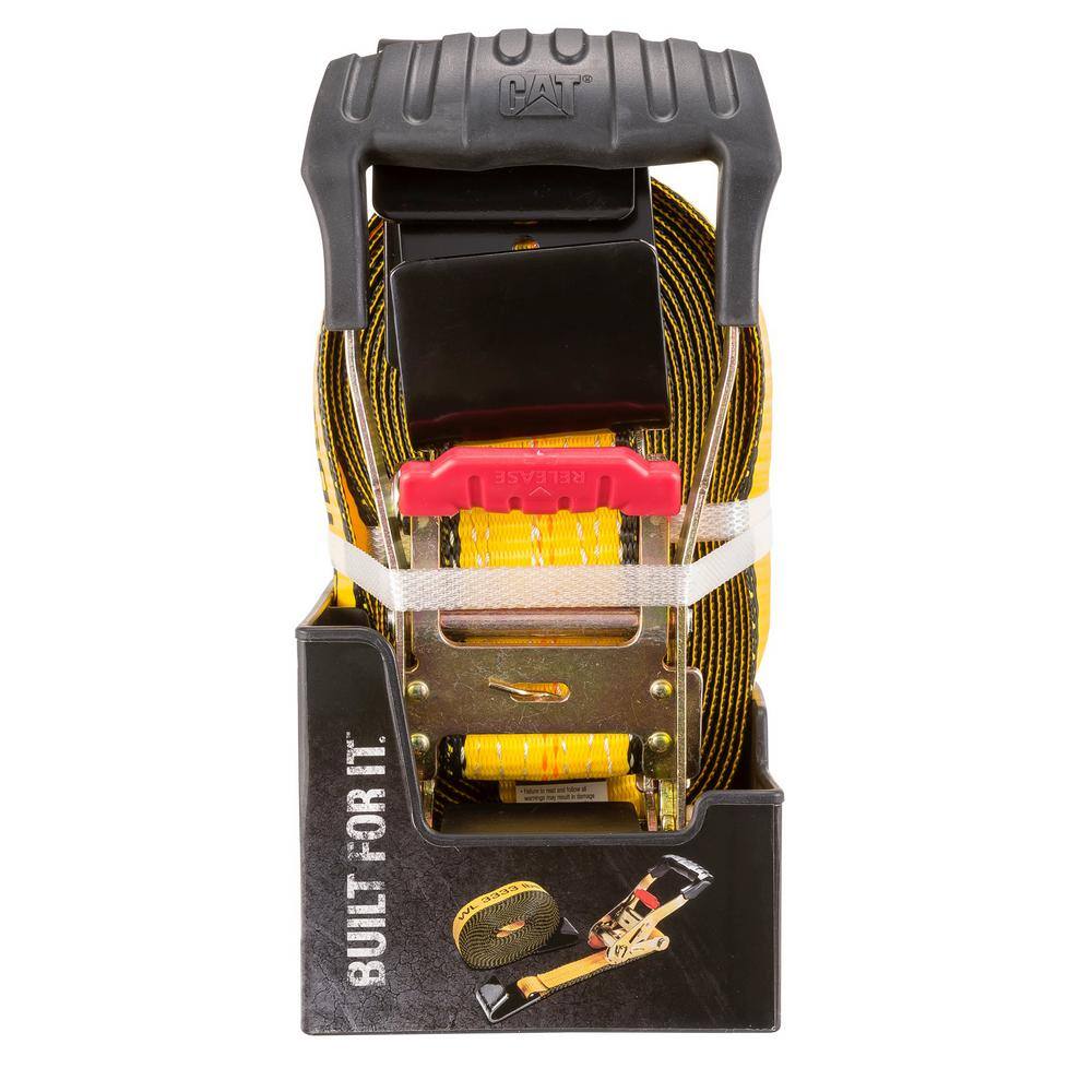 CAT 27 ft. x 2 in. 3333 lbs. Heavy-Duty Trailer Tie-Down Strap with Flat Hooks