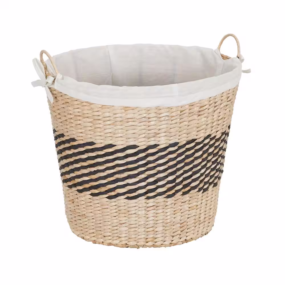 HOUSEHOLD ESSENTIALS Woven Decorative Basket with Handles and Cotton Liner