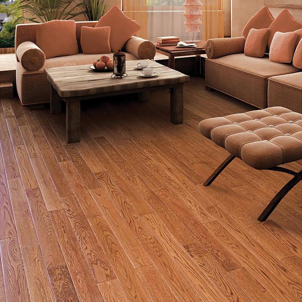 None Gunstock Oak 3/8 in. T x 4.8 in. W Hand Scraped Engineered Hardwood Flooring (448.9 sqft/pallet)