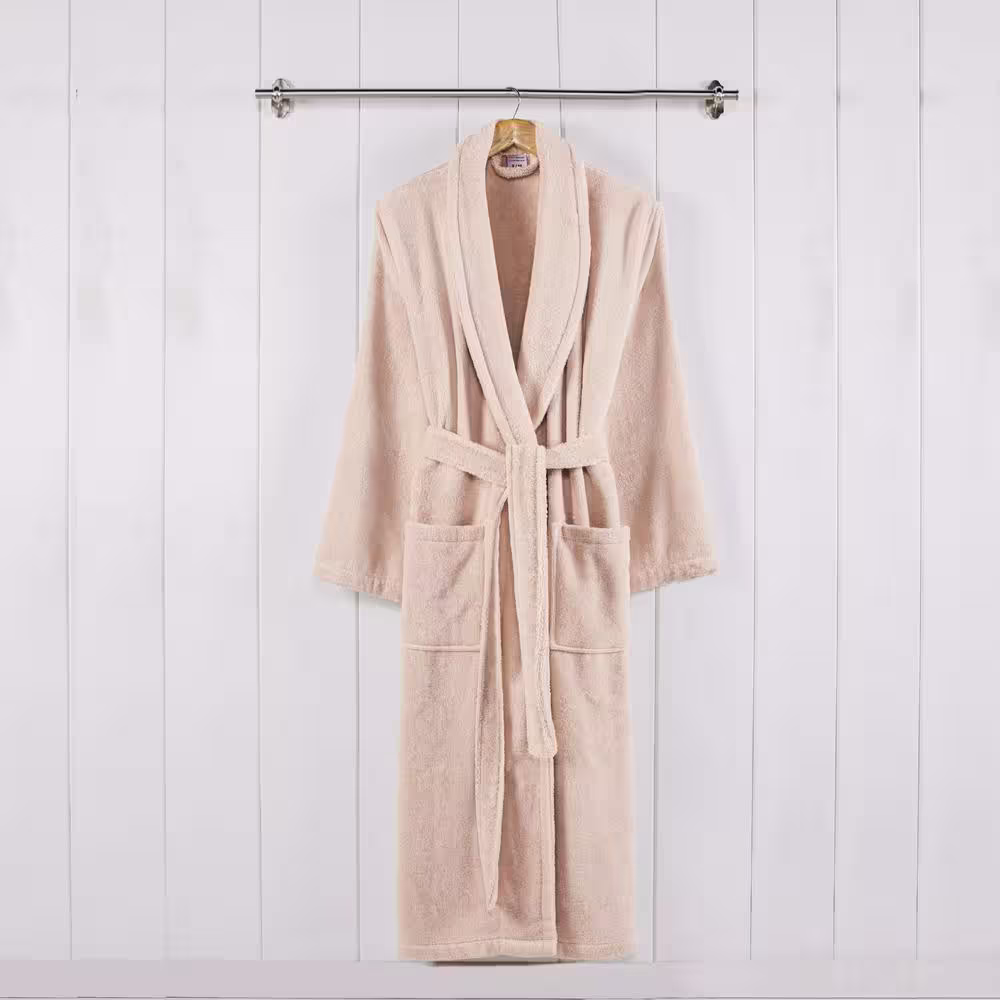 MODERN THREADS 100 % USA Cotton Classic Bathrobe with Shawl Collar Blush Small/Medium