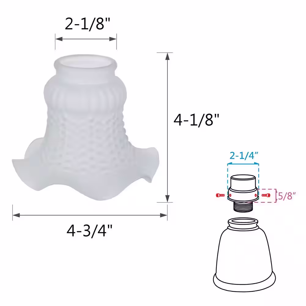 Aspen Creative Corporation 4-1/8 in. Frosted Floral Ceiling Fan Replacement Glass Shade (4-Pack)