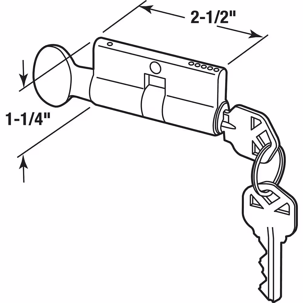 Prime-Line Key Cylinder w/Thumbturn, Solid Brass Construction, Polished Brass Finish