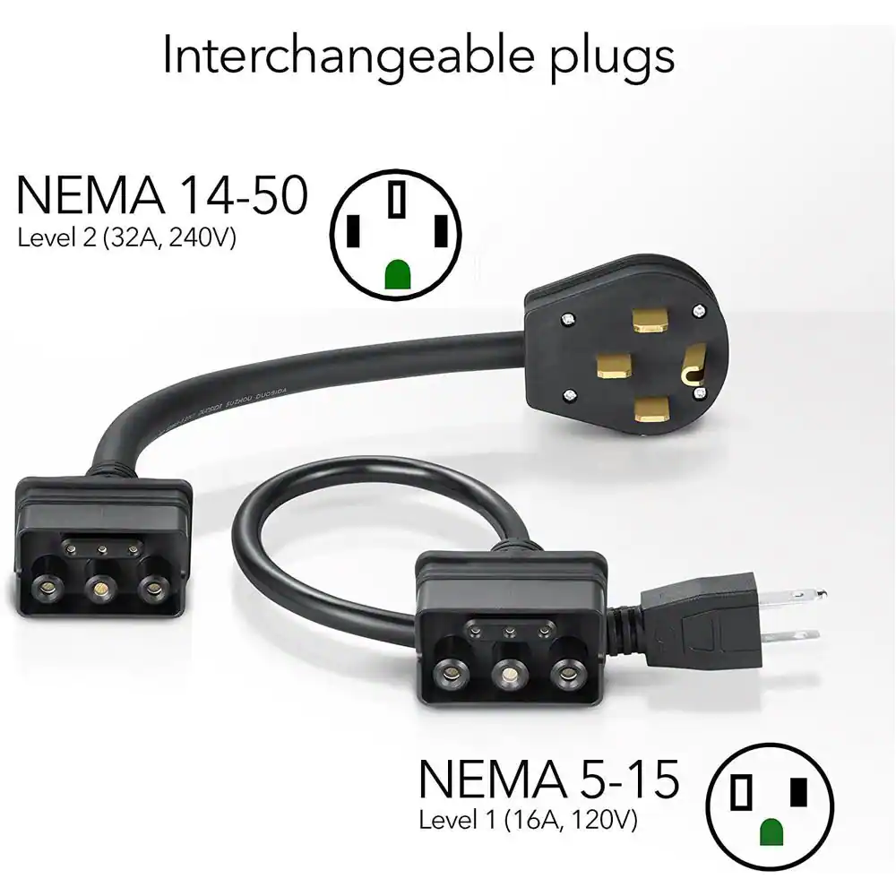 LECTRON Level 1/Level 2 Tesla Charger (12A/32A) with Dual Plugs (NEMA 5-15 & 14-50) - Compatible with All Tesla Models