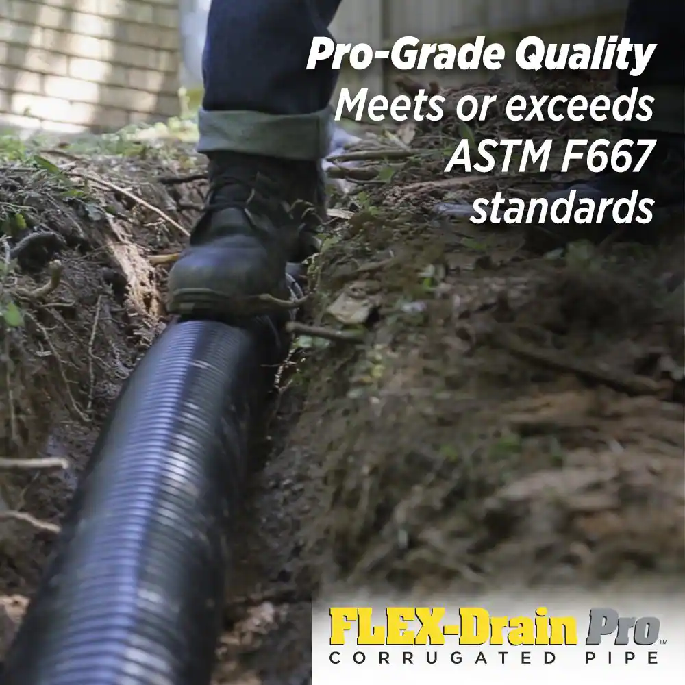 Amerimax Home Products FLEX Drain Pro 4 in. x 10 ft. Black Copolymer Solid Drain Pipe