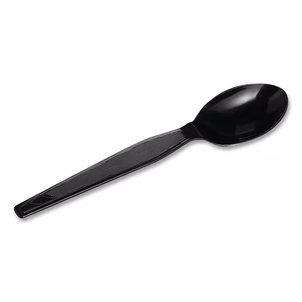 DIXIE Black Heavyweight Disposable Plastic Utensils, Teaspoons, 1,000 / Carton