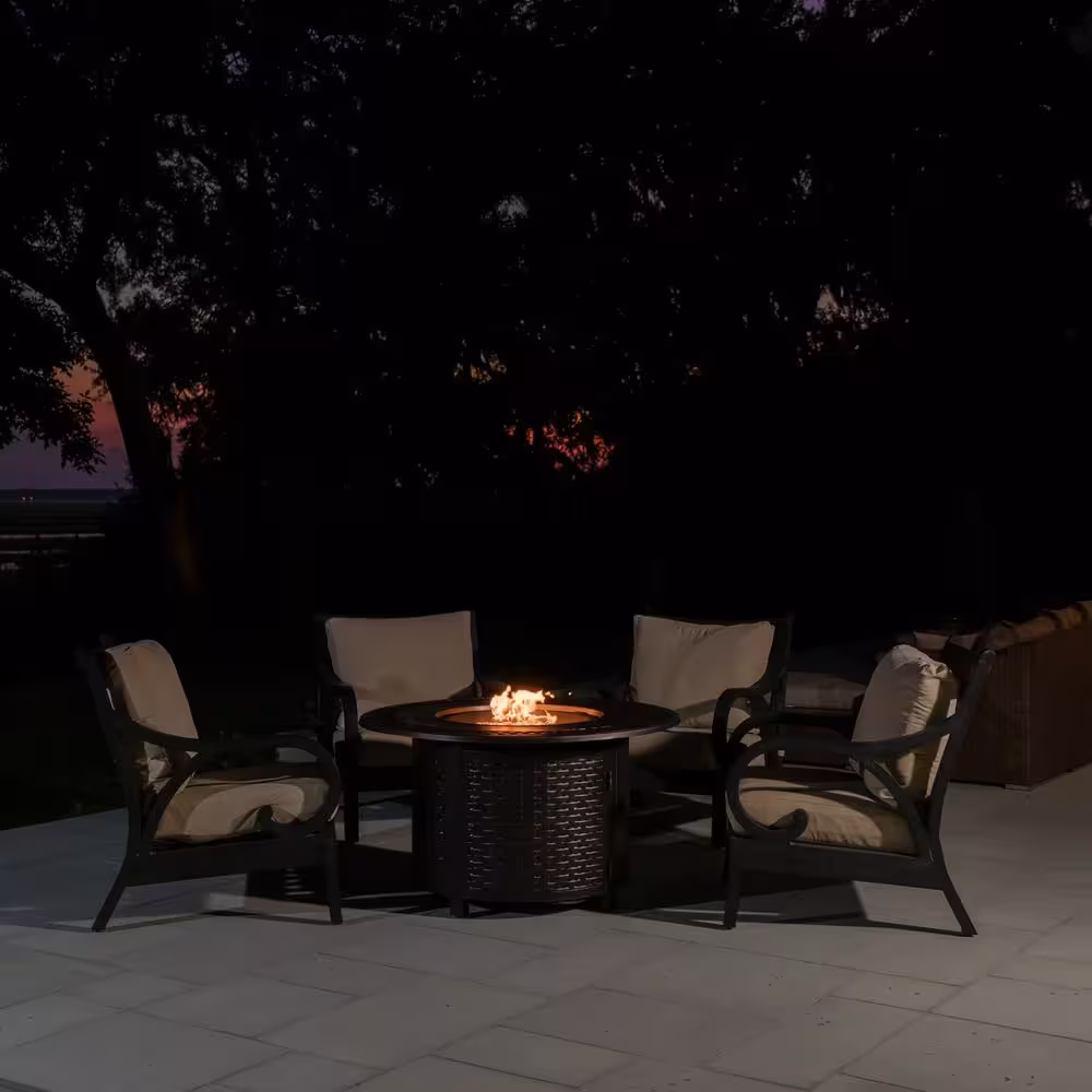 Fire Sense Bellante 44 in. x 24 in. Woven Aluminum LPG Fire Pit in Antique Bronze Bellante