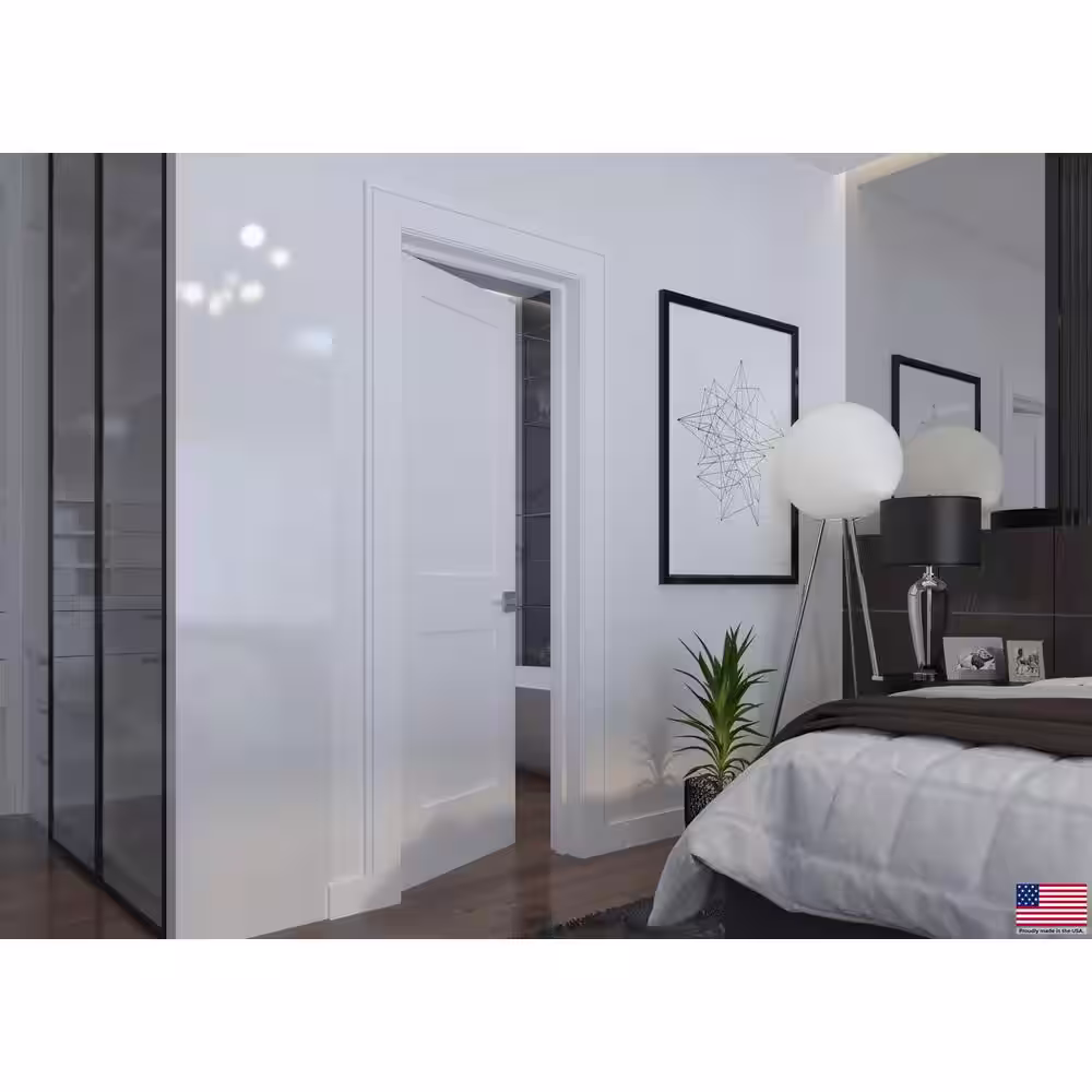RESO 30 in. x 80 in. Double Panel Solid Core Primed White Composite Smooth Texture Interior Door Slab
