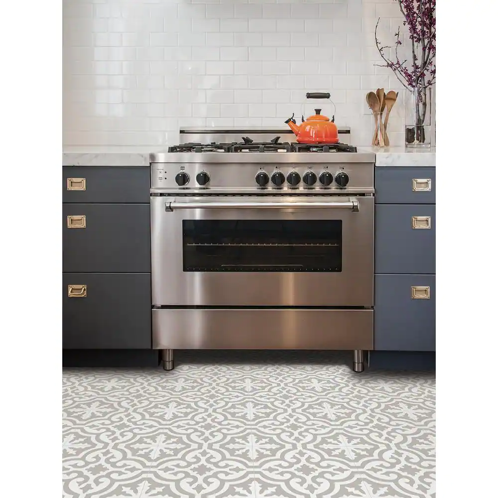 FloorPops Emilia 12 in. W x 12 in. L Grey Peel & Stick Vinyl Tile Flooring (20 sq. ft./case)