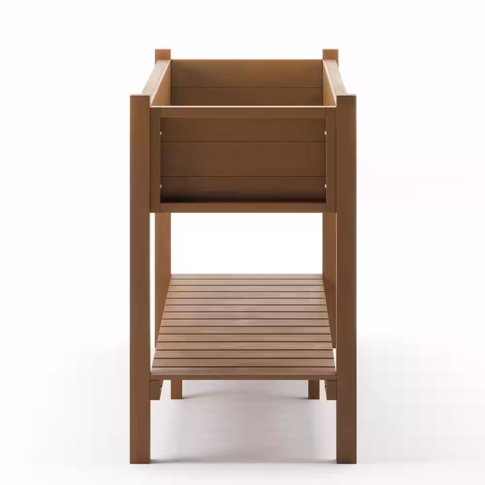 None 48 in. x 18 in. x 30 in. Teak Raised Planter Boxes, Elevated Plastic Garden Bed Stand for Backyard, Patio, Balcony