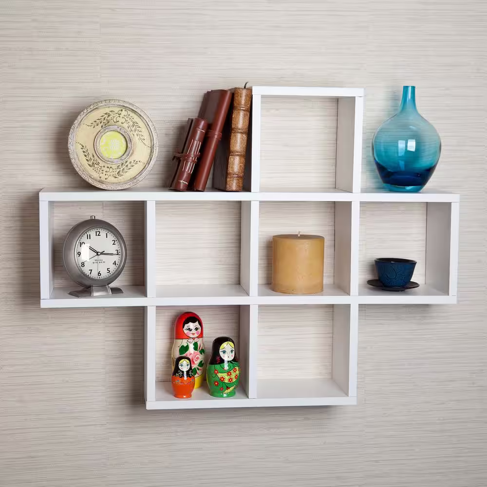 DANYA B 31 in. x 23 in. White Laminated Cubby Shelf