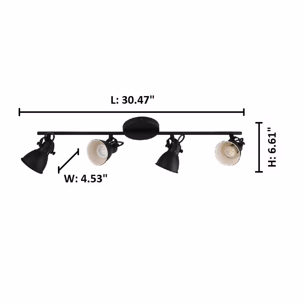 Eglo Seras-2 2.5 ft. 4-Light Black Fixed Track Lighting Kit