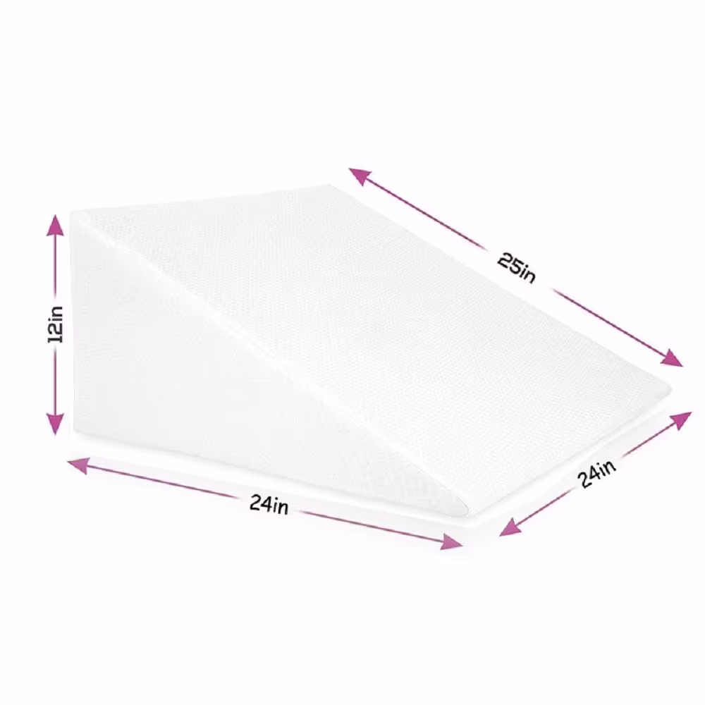 None Hypoallergenic Medium Comfort Standard Wedge Pillow with Memory Foam Top Removable Cover
