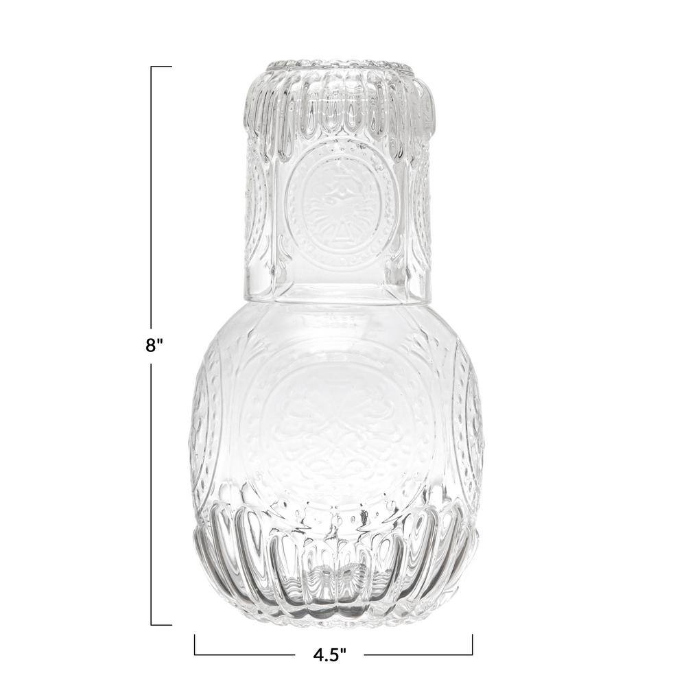 None 28 fl. oz. Clear Embossed Glass Assorted Drinkware Set (Set of 2)