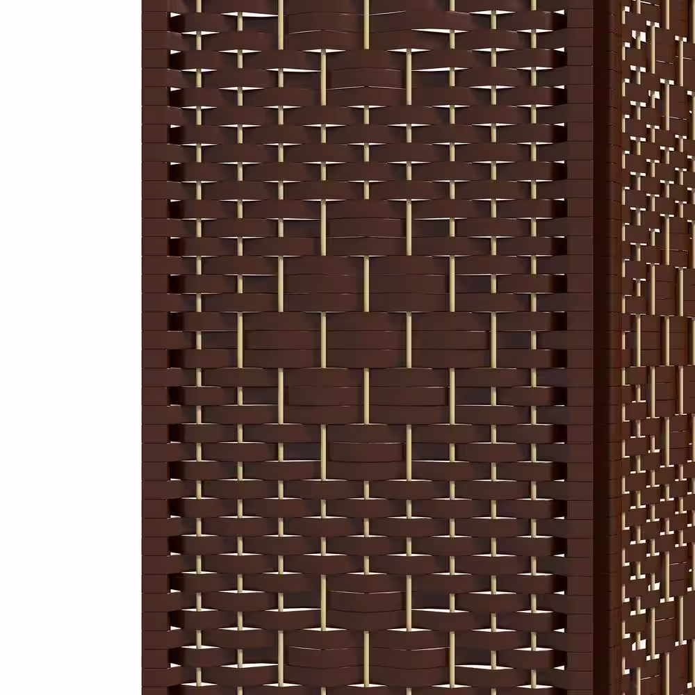 HOMCOM 4-Panel Room Divider, Folding Privacy Screen, 5.6 in. Room Separator, Fiber Freestanding Partition Wall Divider, Brown
