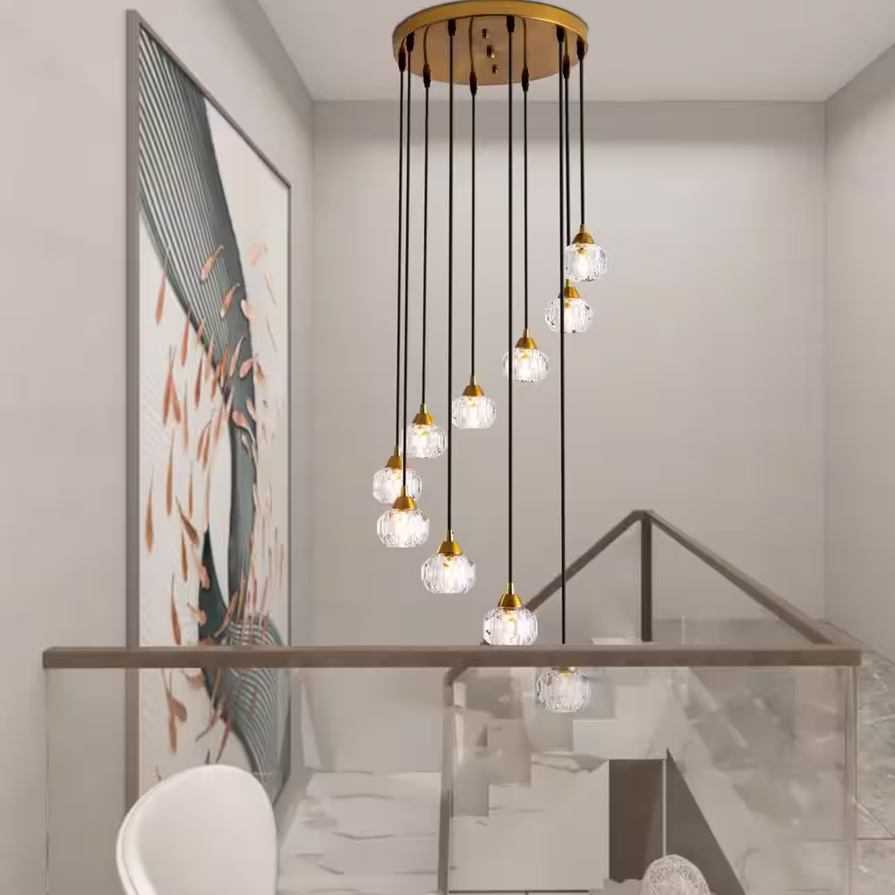 Maxax 10-Light Gold Albany Unique Tiered Chandelier with Crystal Accents