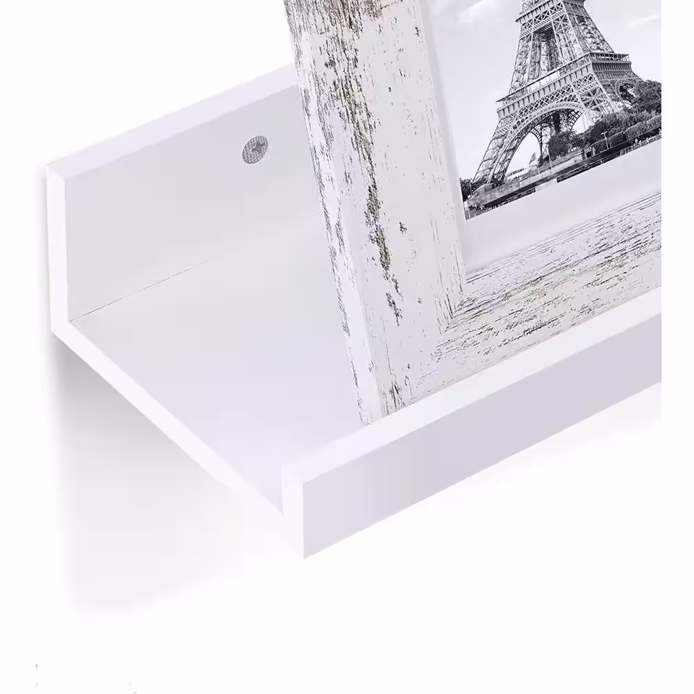 None 15.7 in. W x 6.3 in. D White Wood Decorative Wall Shelf Floating Shelves, Set of 5