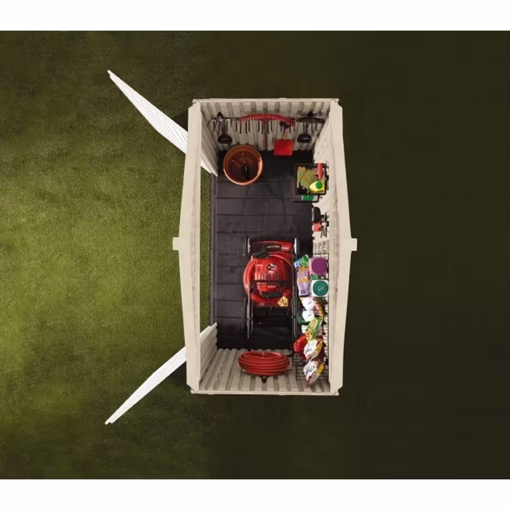 Rubbermaid Big Maximum Junior, 3 ft. 5 in. x 7 ft. W x 8 ft. D Plastic Storage Shed, 147 sq. ft.