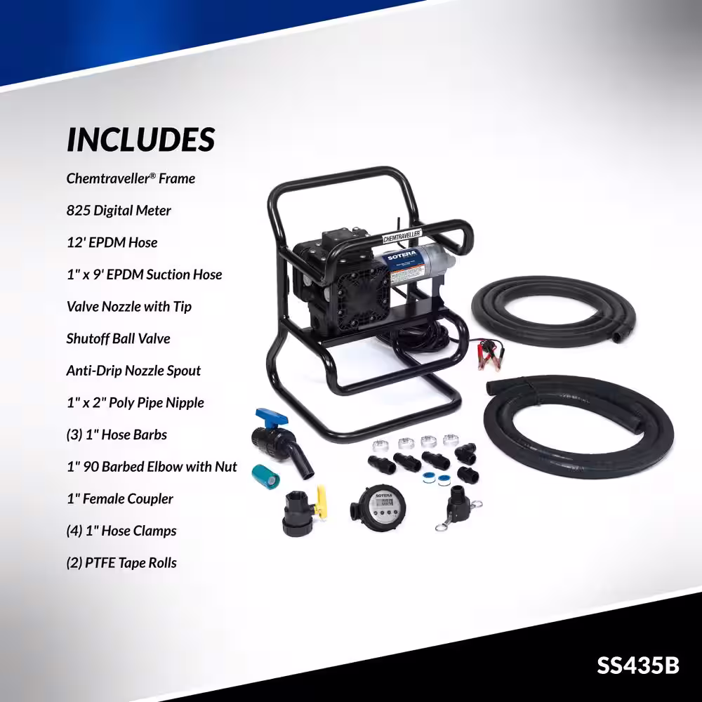 SOTERA 12-Volt 15 GPM 1/4 HP Agricultural Utility Chemical Transfer Pump Package (Chemtraveller)