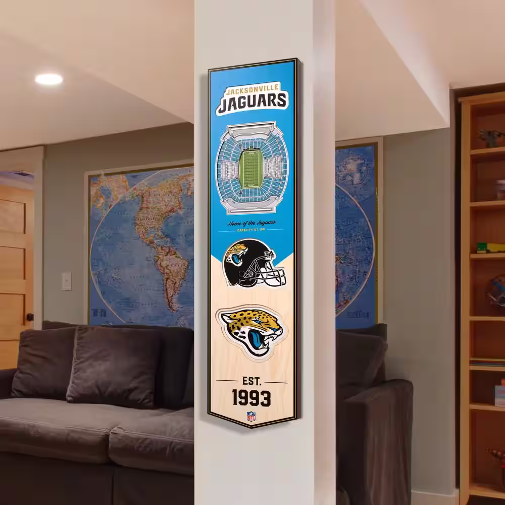 YouTheFan NFL Jacksonville Jaguars Wooden 8 x 32 3D Stadium Banner Decorative Sign -TIAA Bank Field