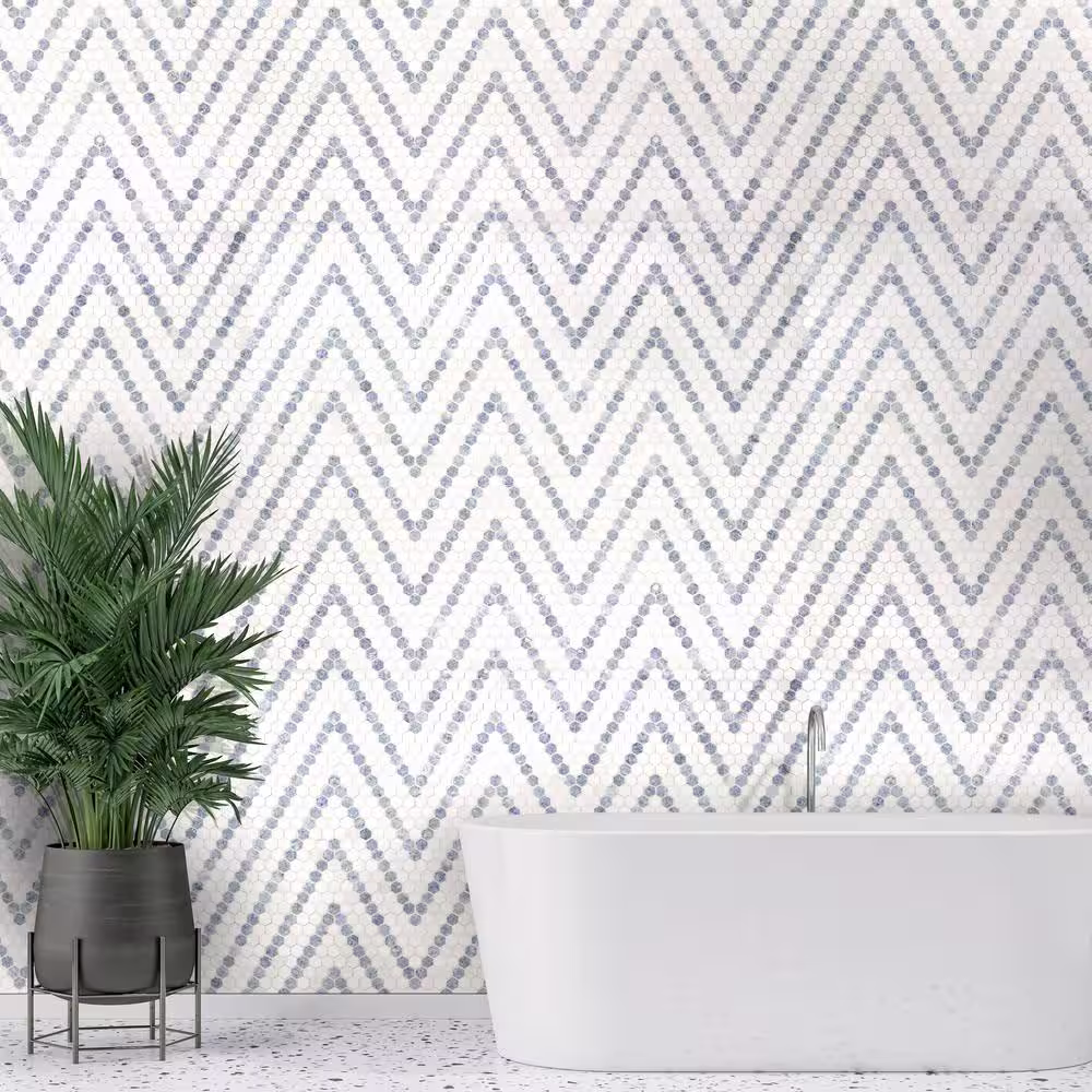 MSI Azula Sazi 11 in. x 14 in. Polished Marble Mesh-Mounted Mosaic Tile (10.4 sq. ft./Case)