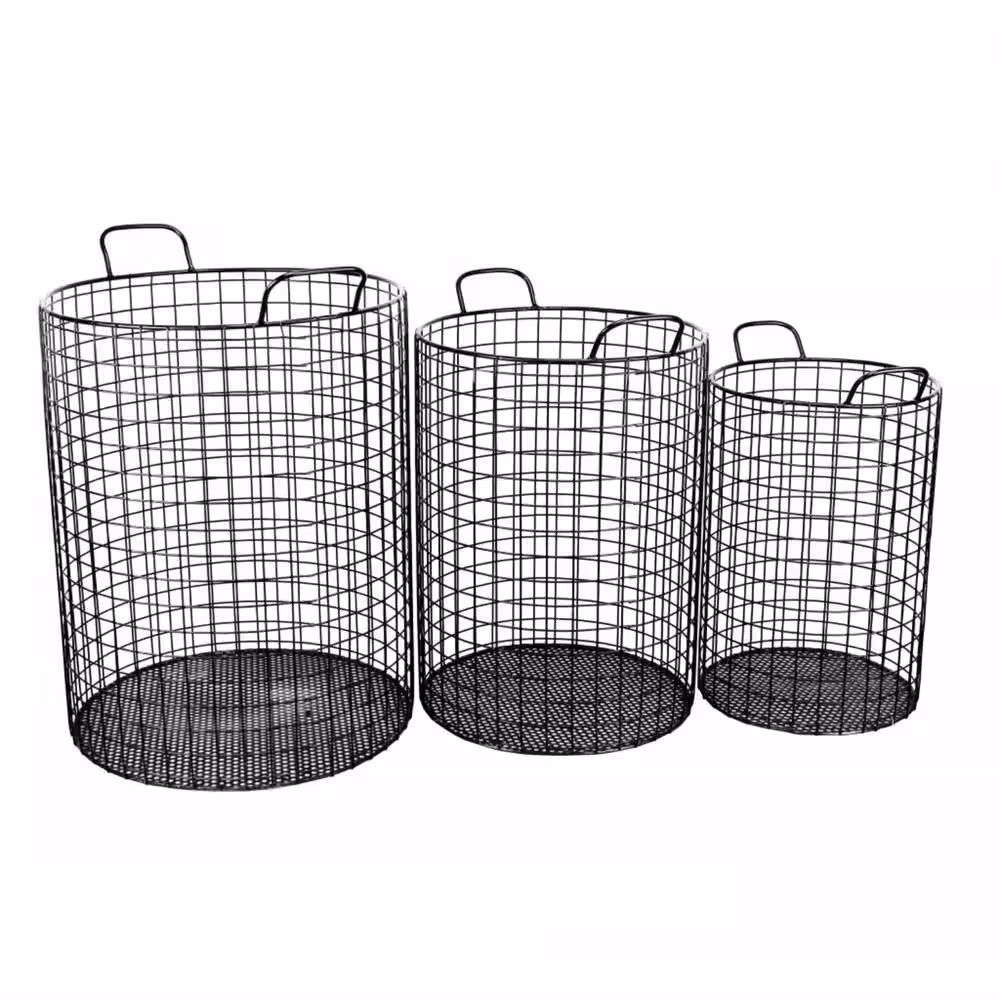 HomeRoots 20 in. H x 16.5 in. W x 14.25 in. D Black Steel Cube Storage Bin 3 -Pack