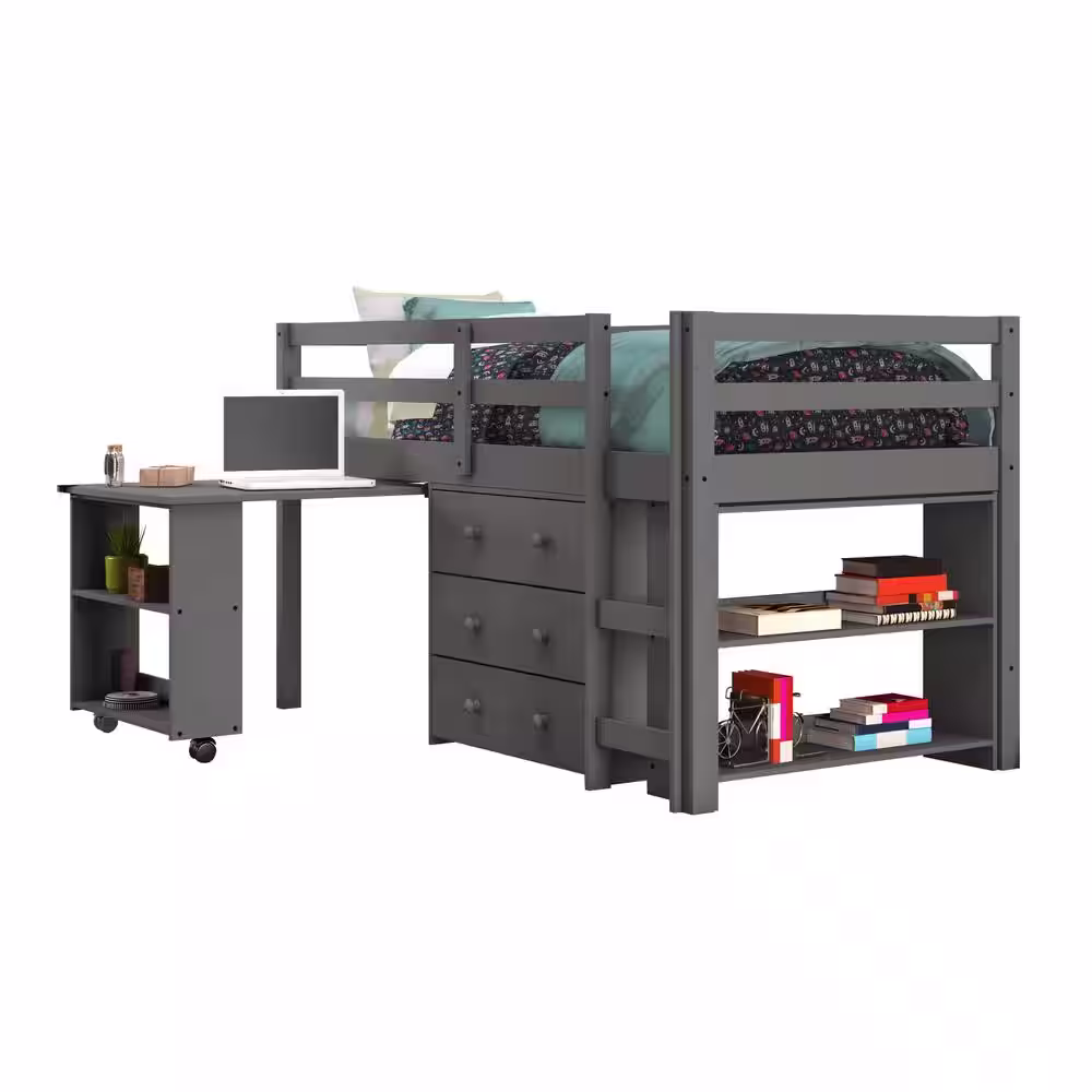 Donco Kids Dark Grey Twin Low Loft Bed
