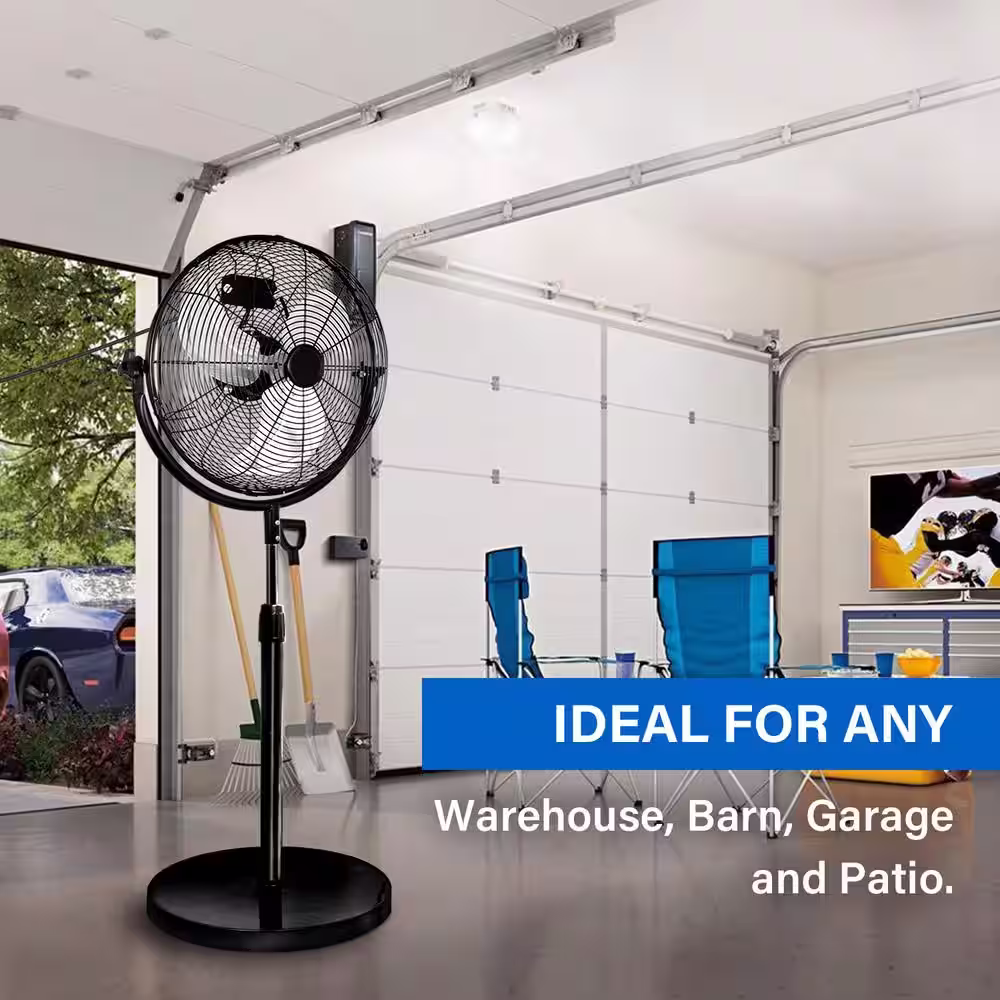 None 18 in. Black High-Velocity Heavy Duty Metal Pedestal Standing Fan For Industrial Commercial, Residential, Greenhouse Use