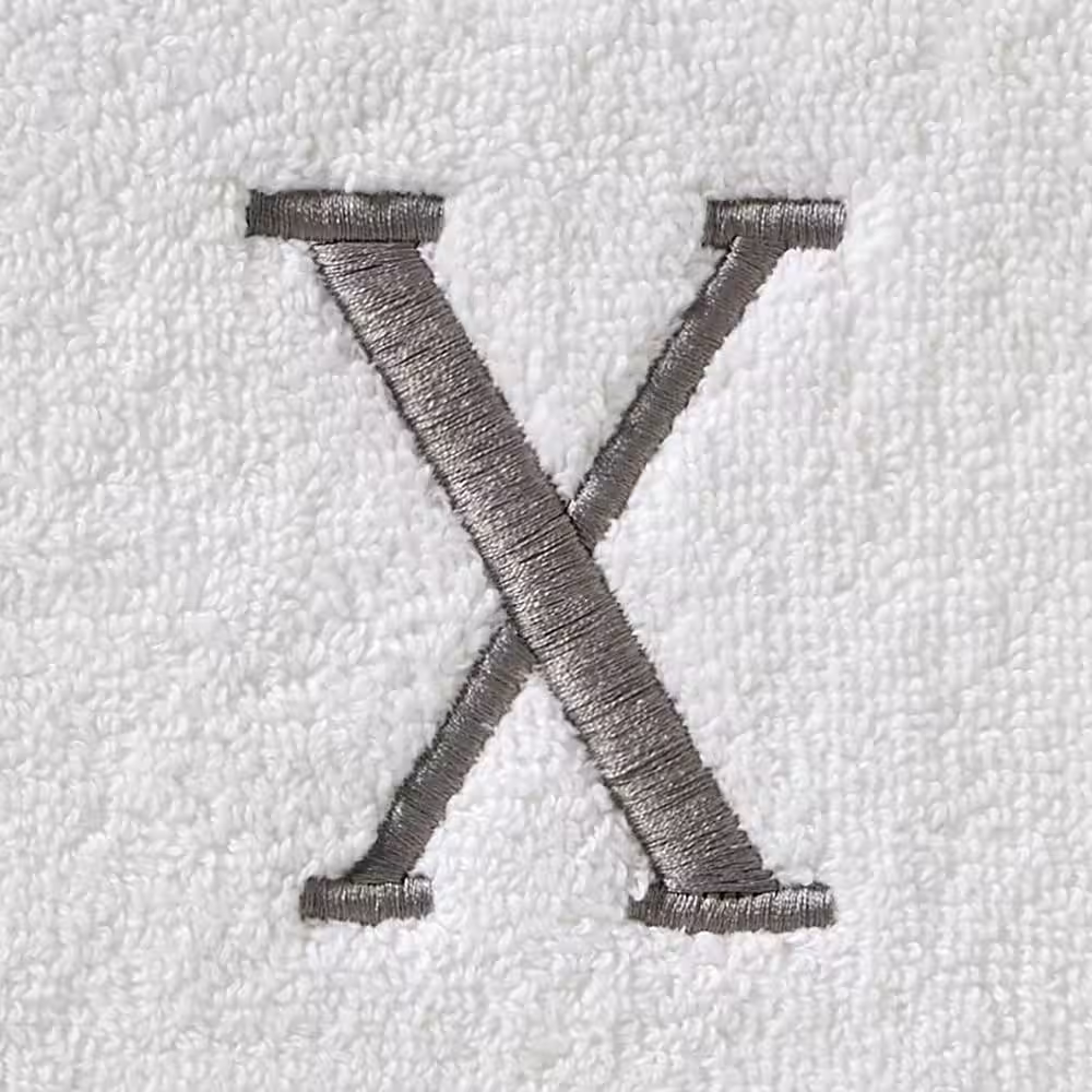 SKL Home Casual Monogram Letter X Bath Towel, white, cotton