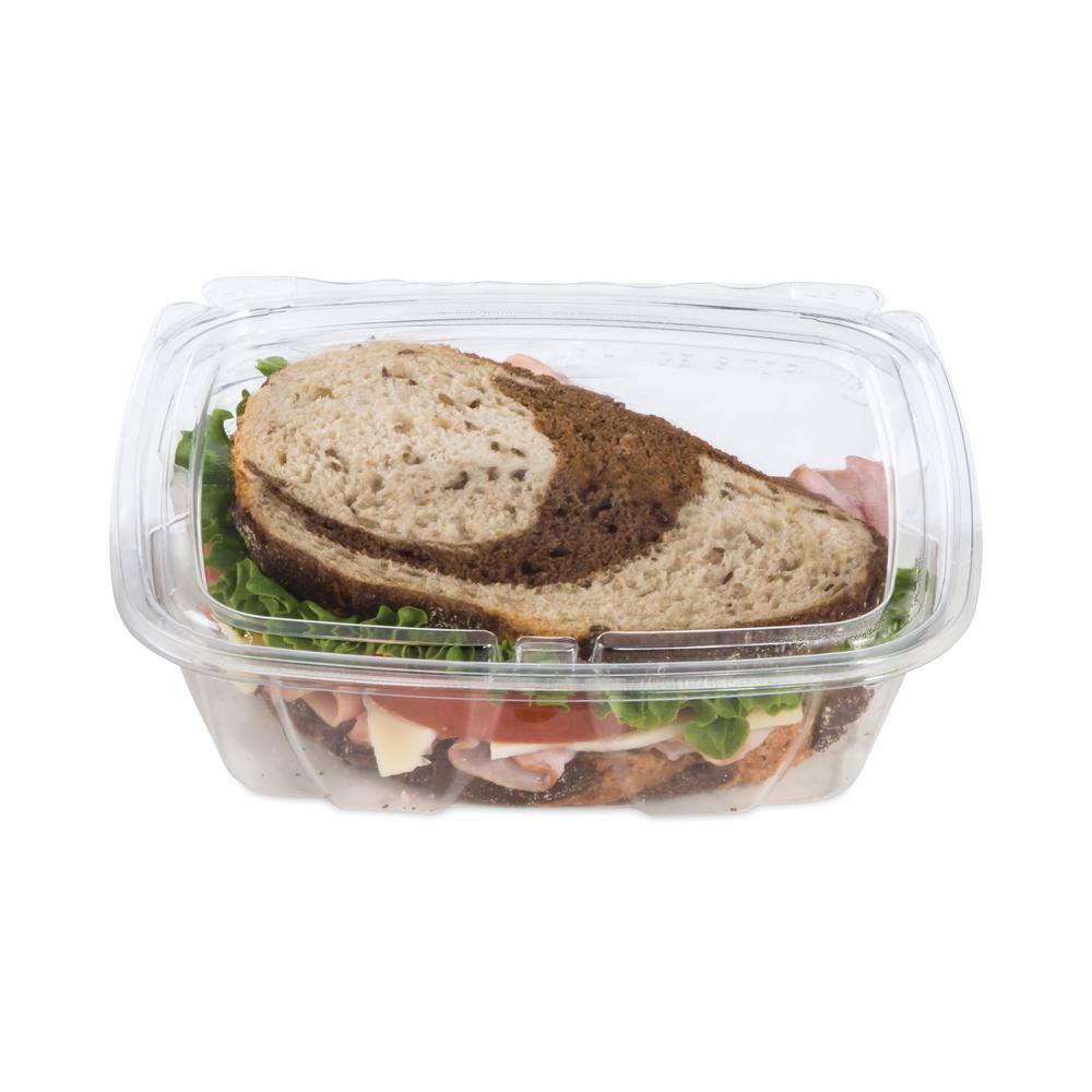 DART ClearPac 24 oz. Plastic SafeSeal Tamper-Resistant/Evident Containers with Flat Lids, 6.4 x 1.9 x 7.1, Clear (200-Pack)