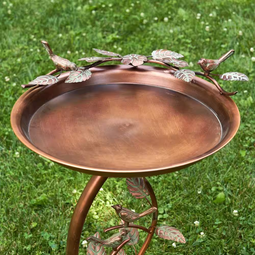 None Copper Birdbath on Branch Stand New Britain