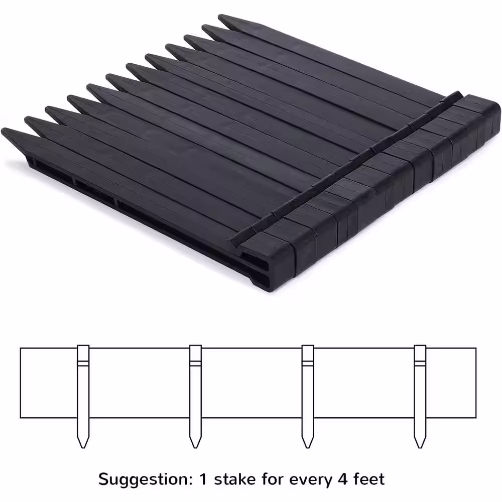 None Black Plastic Garden Landscape Edging Flexible and Strengthened with Anti-UV Treatment(5 in. W x 5 in. H)