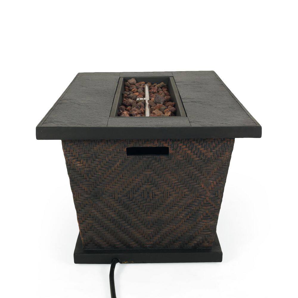 Noble House Abilene Brown Rectangular Stone Fire Pit (No Tank Holder)