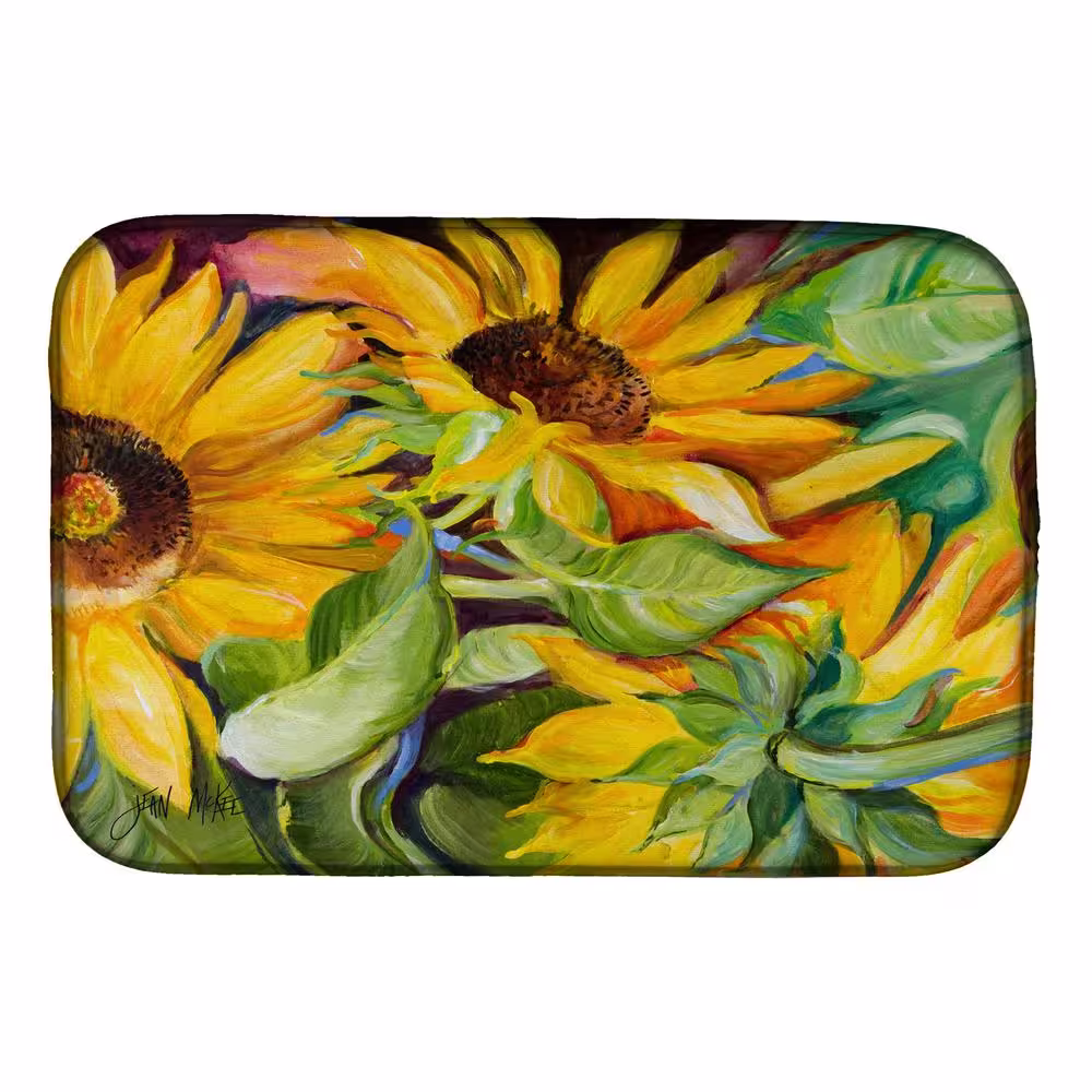 Caroline's Treasures 14 in. x 21 in. Multicolor Sunflowers Dish Drying Mat