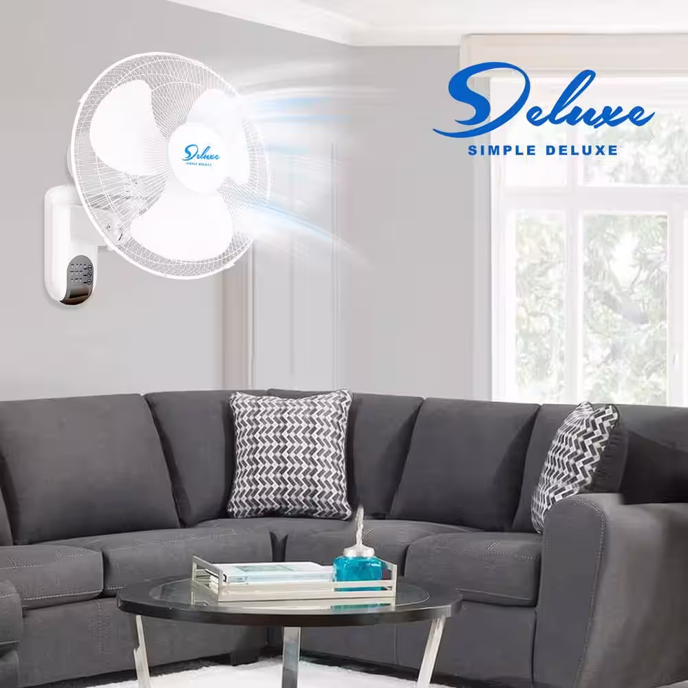 Aoibox 16 Inch 3 Speed-3 Oscillating Modes Digital Wall Mount Fan in White with Remote Control, ETL Certified