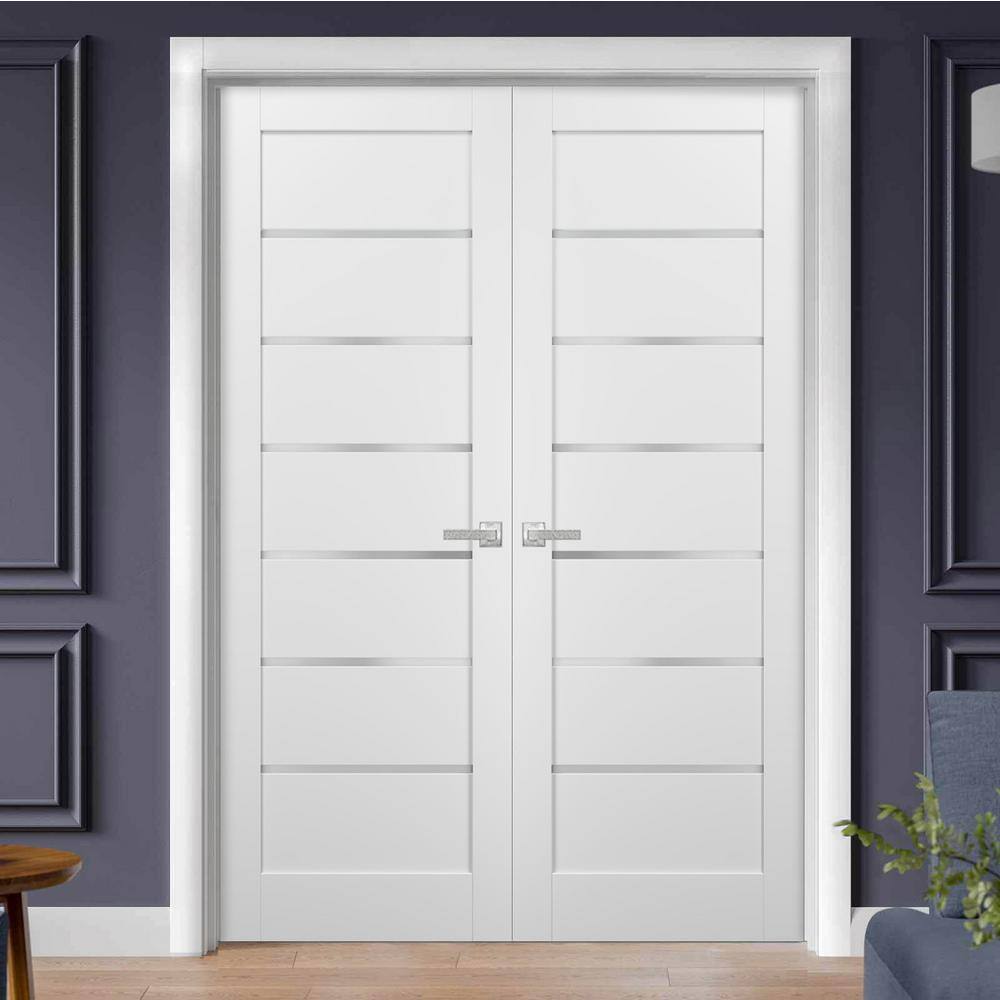 Sartodoors 60 in. x 96 in. Single Panel White Finished Pine Wood Interior Door Slab with Hardware