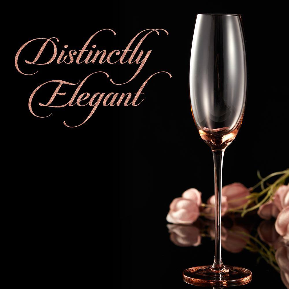 None Luxurious and Elegant Rose Pink Colored 7.3 oz. Champagne Flutes (Set of 4)