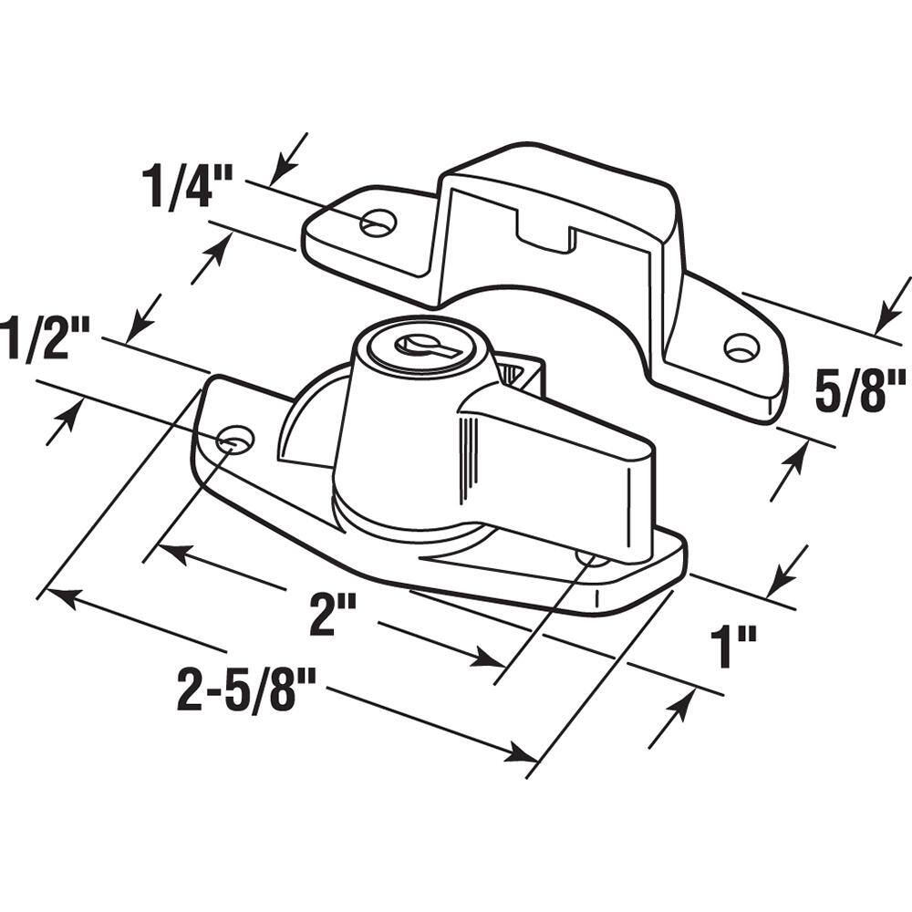 Prime-Line 2 5/8 in., Diecast, Brass, Keyed Sash Lock