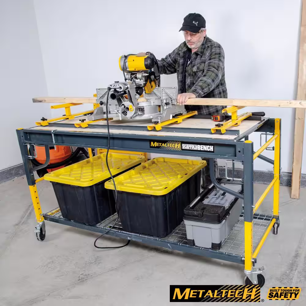 MetalTech 3.3 ft. x 6.23 ft. x 2.48 ft. 1 Story Steel Baker Rolling Workbench Scaffold, 1100 lbs. Load Capacity