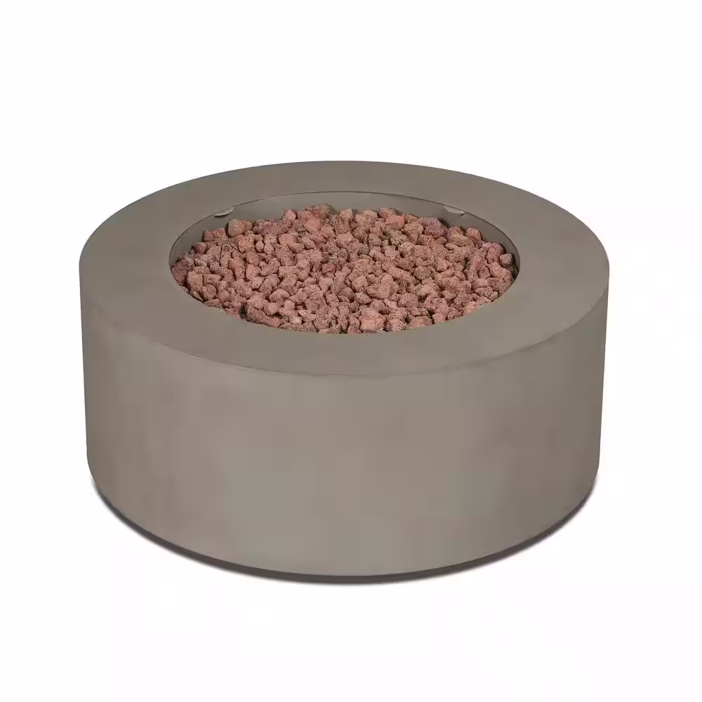 Real Flame Aegean 36 in. W X 15 in. H Round Powder Coated Steel Liquid Propane Fire Pit in Mist Gray with NG Conversion Kit