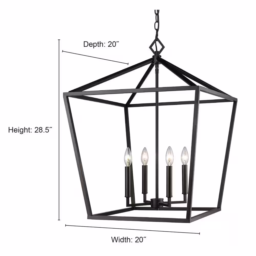 Millennium Lighting 3254-VG 4-Light 20 in. Wide Vintage Gold Taper Candle Pendant