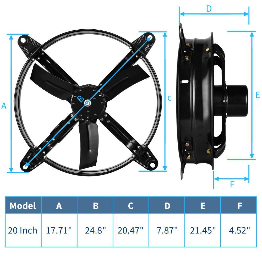 Edendirect 20Â in.Â IndoorÂ 3127Â CFMÂ BlackÂ GableÂ MountÂ CeilingÂ FanÂ AtticÂ VentilatorÂ withÂ AdjustableÂ TemperatureÂ Thermostat