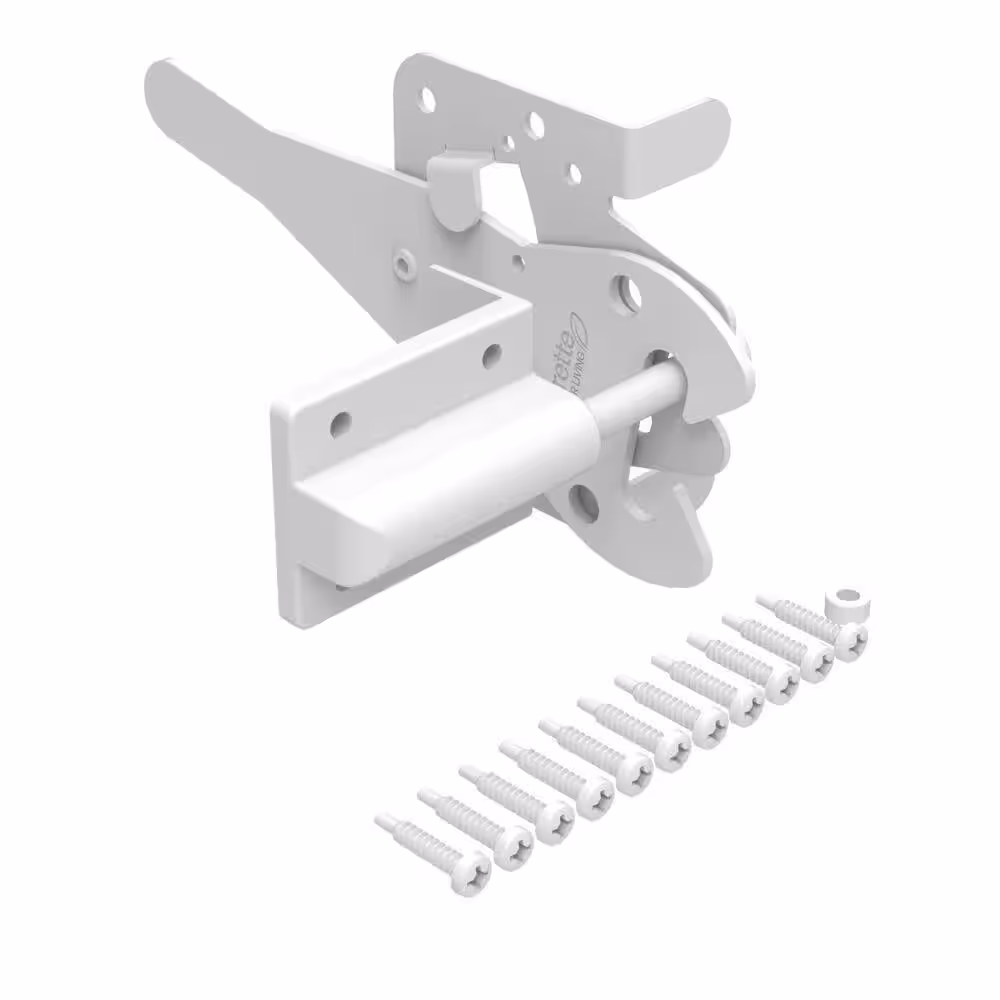 Barrette Outdoor Living 7.75 in. x 4 in. Heavy-Duty Steel White Gate Latch