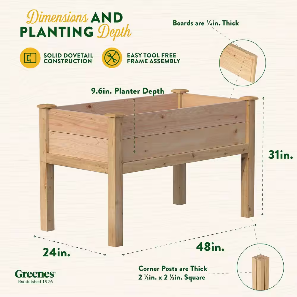 Greenes Fence 48 in. L x 24 in. W x 31 in. H Premium Cedar Elevated Garden Bed