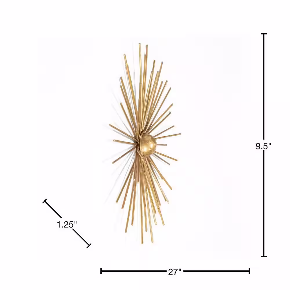 Habitat 9.5 in. x 27 in. Cabers Metallic Gold Starbursts Metal Wall Art