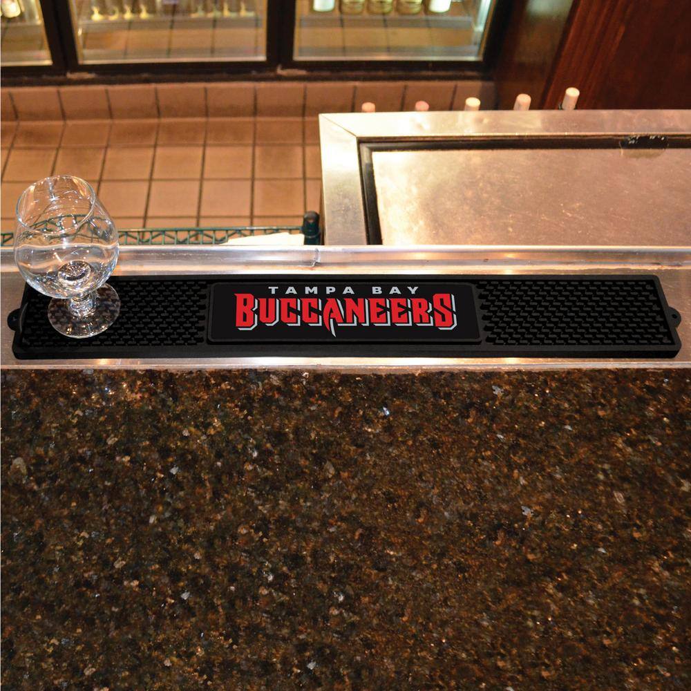FANMATS NFL- 3.25 in. x 24 in. Black Tampa Bay Buccaneers Drink Mat